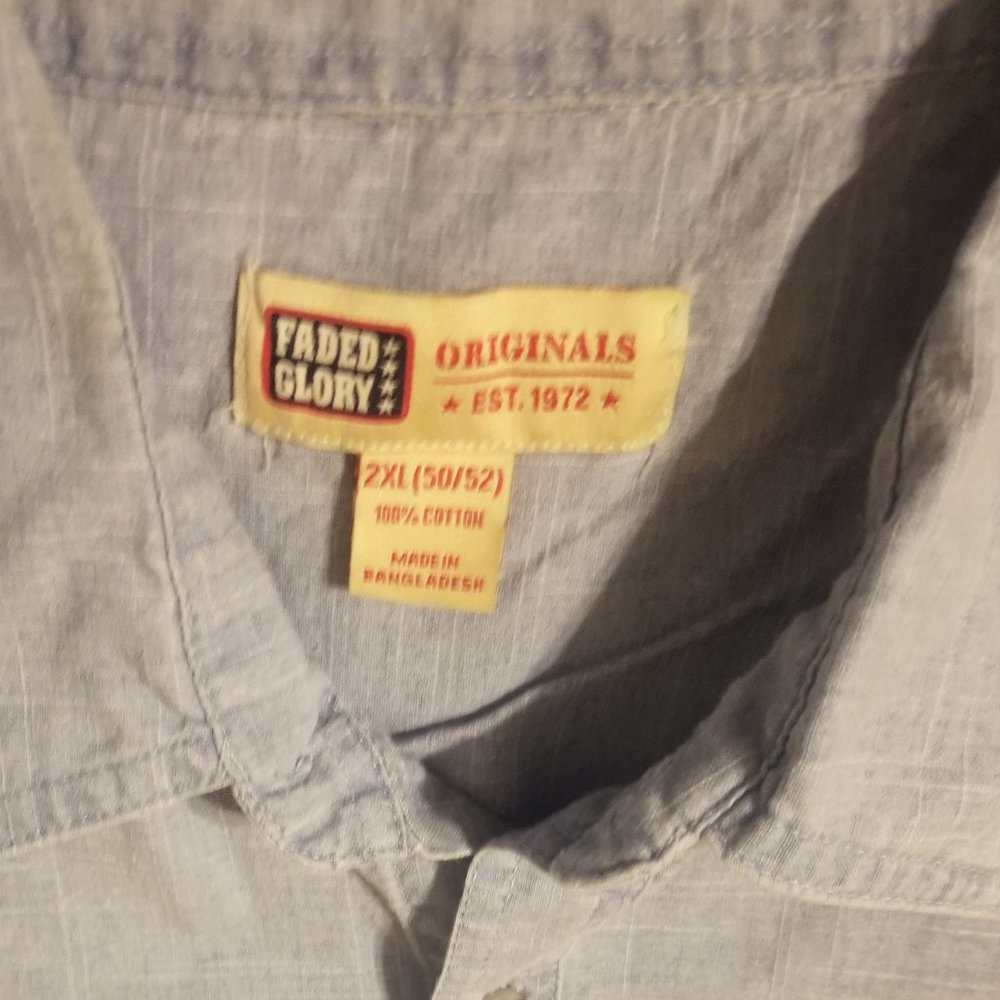 light blue denim Faded Glory men's 2XL shirt - Picture 5 of 5